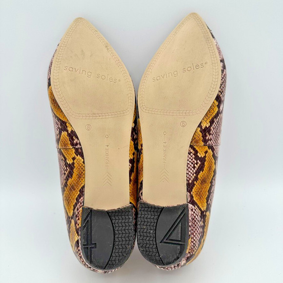 Frankie4 Faye Mustard Python Loafers Womens 8 Leather Prep Quiet Luxury Capsule - Picture 9 of 12